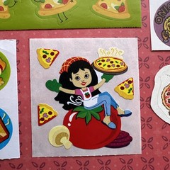 vintage 80s 90s + scratch & sniff PIZZA Stickers Sandylion Mark 1 Trend CTP Lot
