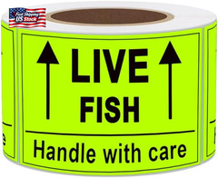 Remarkable Live Fish Stickers Shipping Labels, 2 X 3 Inch Fluorescent Green Plea