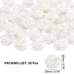 20mm Rose Flower Resin Cabochon, 50 Pcs Mini Rose Flower Resin, White