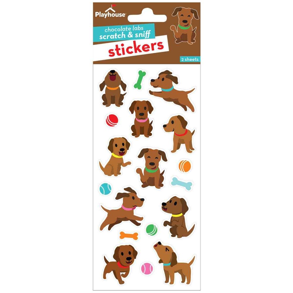 2 Sheets Chocolate Labs Scratch & Sniff Stickers Papercraft Party Favors Crafts