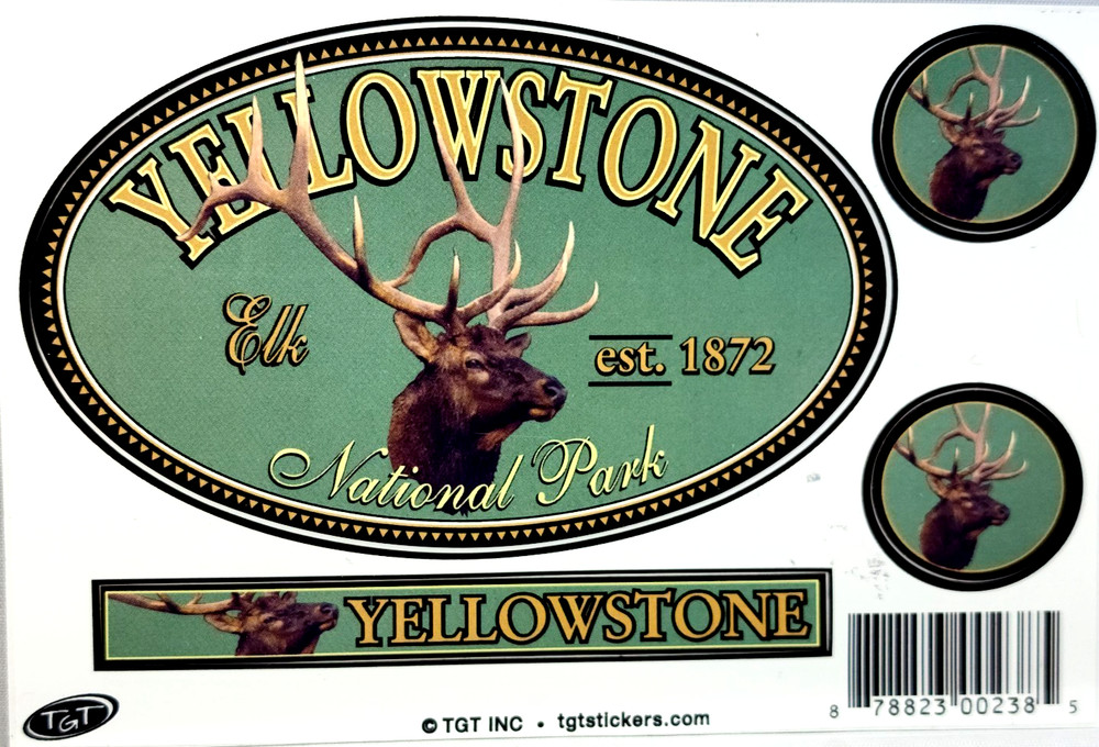 Yellowstone National Park Wyoming Montana Idaho Est. 1873 Elk TGT Stickers