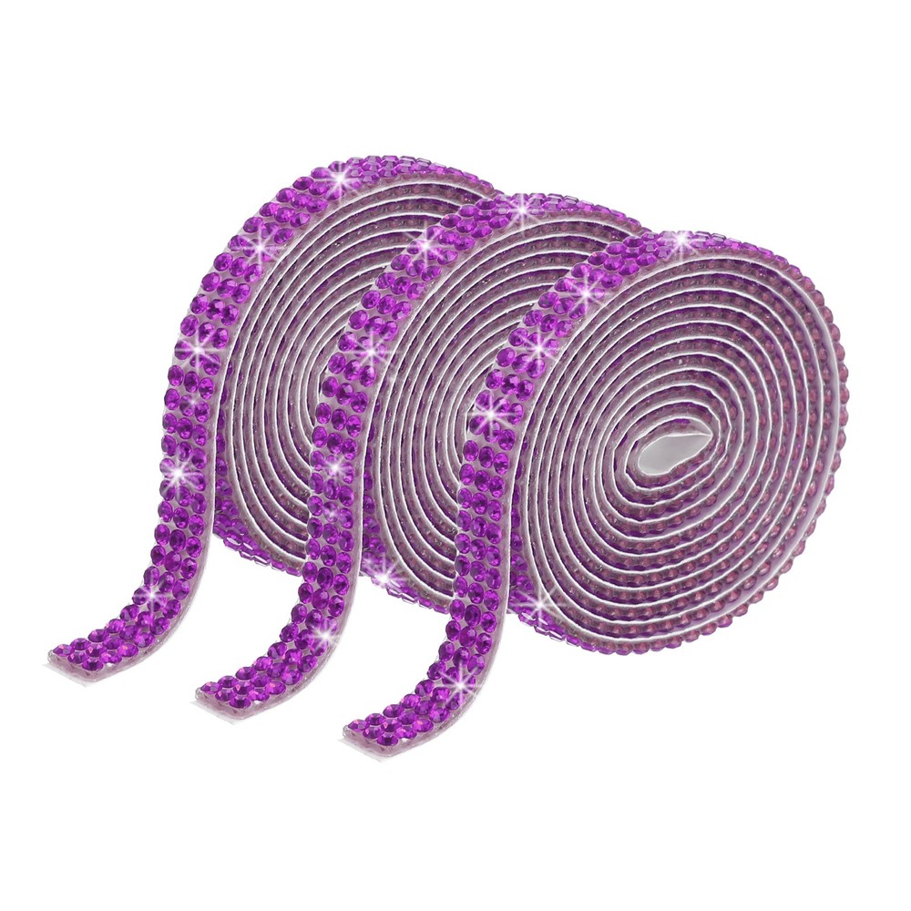 0.3 Inch 3 Yards Self Adhesive Crystal Rhinestone Diamond Ribbon Purple