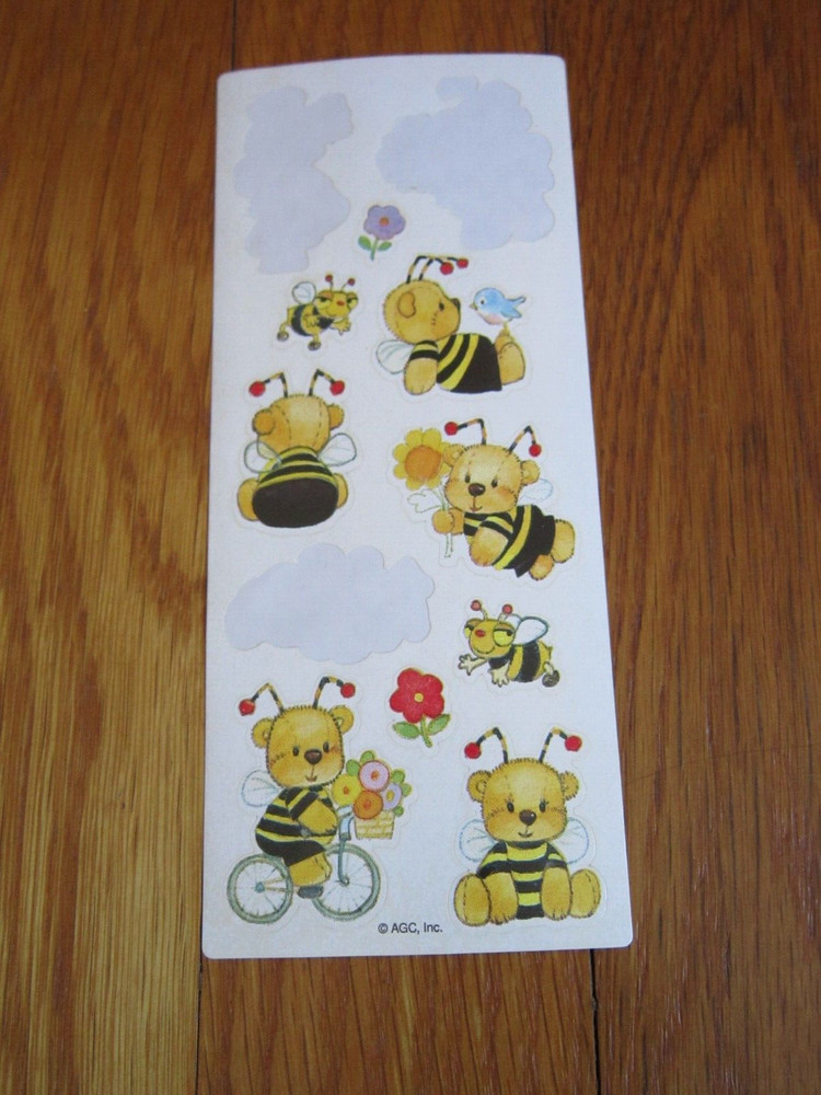 Honey Bee Bear Bike Bird AGC Vtg Stickers ONE PARTIAL SHEET as shown FREE SHIP
