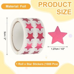 1000Pcs 1/2″ Star Stickers Self-Adhesive Metallic Foil Stars Metallic Rose