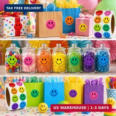 1000 Smiley Face Reward Stickers for Kids, 1 Inch Round Multicolor Happy Face St