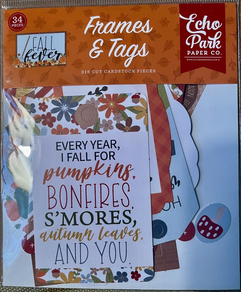 Echo Park Paper FALL FEVER Frames and Tags Ephemera Pieces~NICE~Quick Ship!