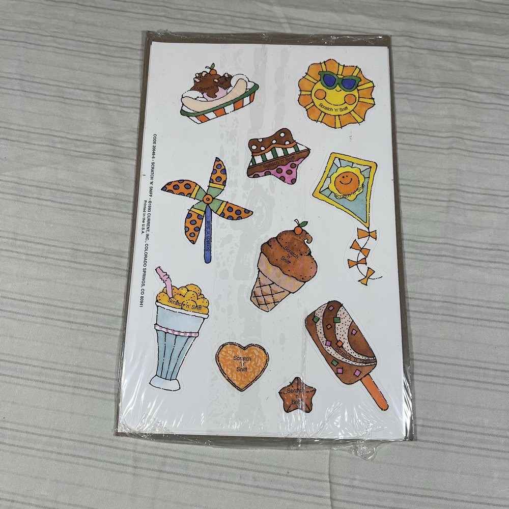 Vintage Scratch N Sniff Stickers Current Inc 1993 Sealed Pack Ice Cream Sun