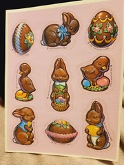 Hallmark Vintage 1983 Easter Bunny Stickers Scratch Sniff Chocolate Silly Scents