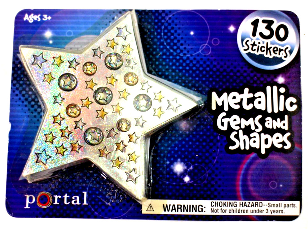 Metallic Gems Stars and Shapes 130 Micro Stickers Portal Pub. New