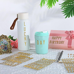 6 Sheets Gold Letter Stickers, Self-Adhesive Alphabet Stickers, Waterproof Foam