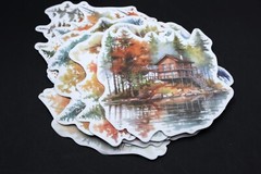 cabin at the lake washi sticker | lakefront cabin Autumn themed die-cut stickers