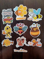 STICKERS x 10 Honey Bee Positive Apiculture Beehive Plant Cartoon Sticker BEH5