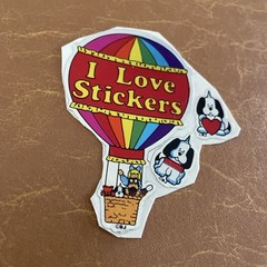 Vintage 80s I LOVE STICKERS Sticker RARE Rainbow Hot Air Balloon Dog Heart R4505