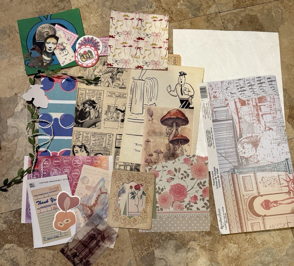 Vintage Ephemera Lot 100+ Pieces Junk Journal Mixed Paper Grab Bag Bundle