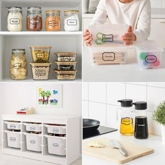 Kitchen Pantry Food Containers Clear Labels with Black Border 138 Waterproof