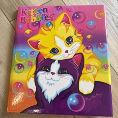 VTG Lisa Frank My Sticker Collection 3 Ring Binder Kitten Bubbles w/Stickers