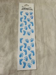 FMI Frances Meyer Inc Stickers Baby Boy Blue Hand & Foot Prints New in Package