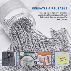 Jumbo Paper Clips, 2 Inch Paper Clip, 200 pcs Large Paperclips Jumbo