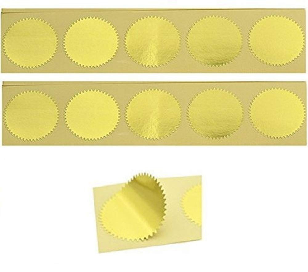 100pcs Gold Embossed Foil Blank Certificate Self-Adhesive Sealing Stickers – …