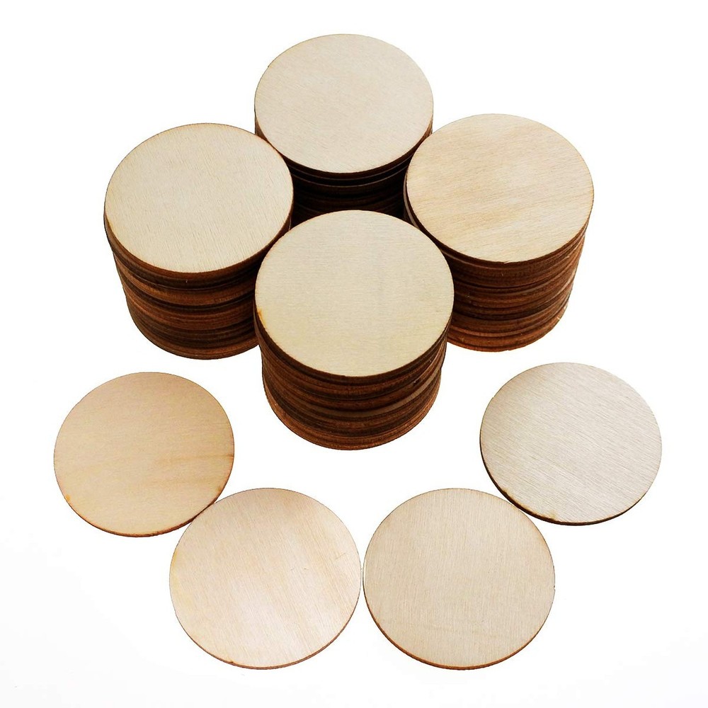 100 Pieces Unfinished Wood Circle – 2 Inch Round Disc Blank Natural Wooden Cu…