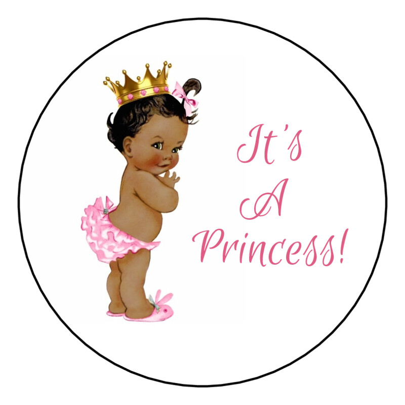 30 Baby Shower Envelope Seals Labels Stickers 1.5″ Round Ethnic Royal Princess