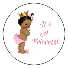 30 Baby Shower Envelope Seals Labels Stickers 1.5″ Round Ethnic Royal Princess