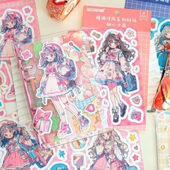 Kawaii Lolita Girls Paper Stickers Journal Planner Diary Decorative Crafts Kids