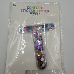 Confetti Sticker Letter Large T Confetti Fill Approx. 3.5″ x 3″