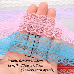 Colorful Lace Trim 20 Yards Crochet Lace Ribbon for Sewing Crafts Bouquet Gif…