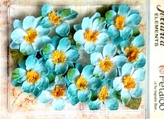 Canvas Textured BRIAR ROSE – Teal Blue MIX – 12 Flowers 40-45mm & Leaves5008PetA
