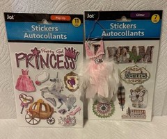 2 Packets of Stickers: Dream Glitter & Princess Pop-up w/Bonus Dress Ornament