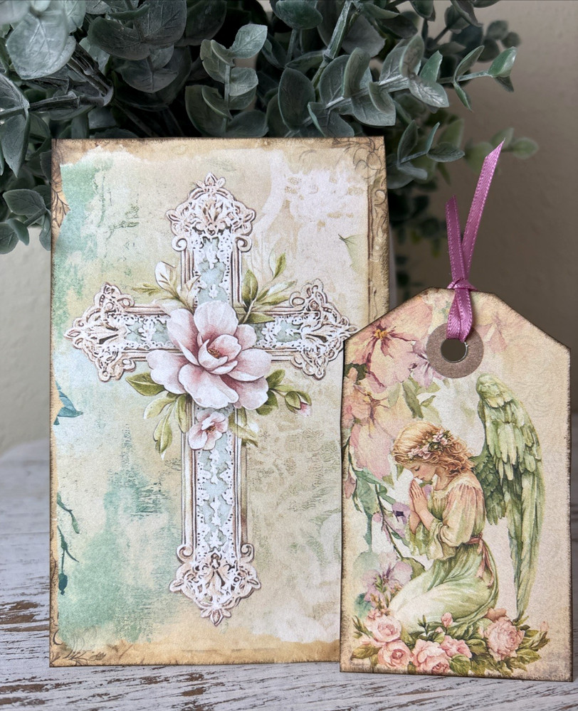 Religious Junk Journal Art Card and Tag Scrapbook Card Toppers