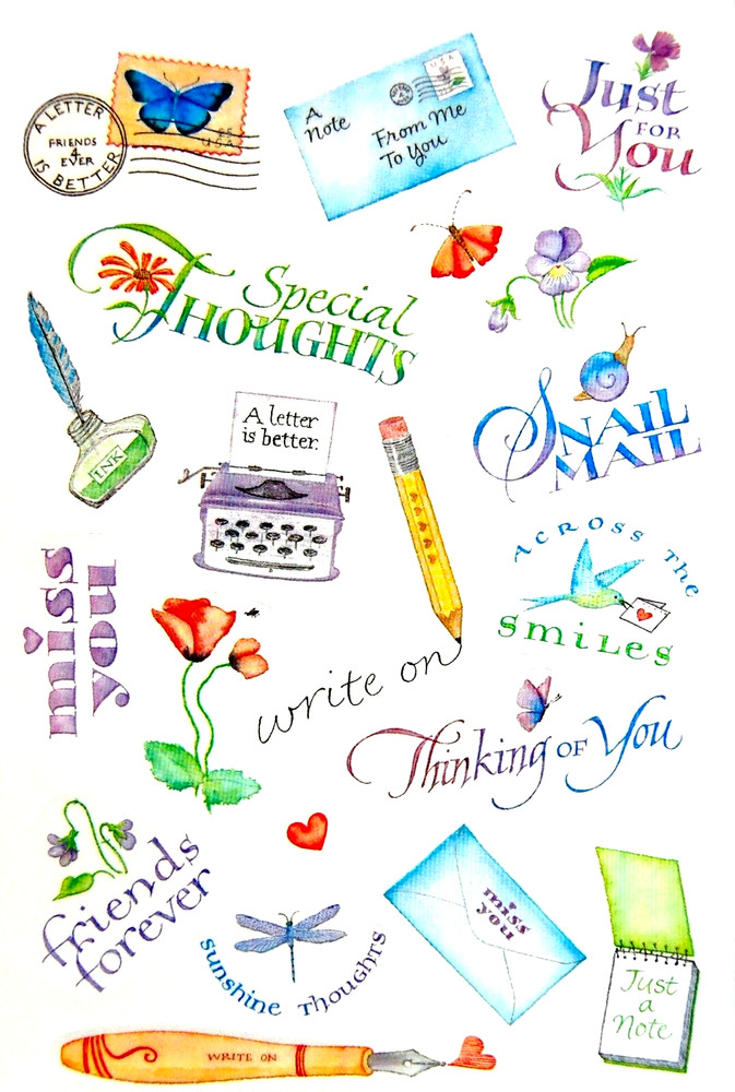 CLEAR WORD SAYINGS STICKERS SEALS 8.5″ X 5 3/4″ Sheet Birthday Friends Love #14