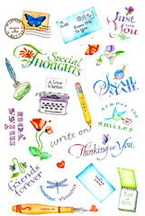 CLEAR WORD SAYINGS STICKERS SEALS 8.5″ X 5 3/4″ Sheet Birthday Friends Love #14