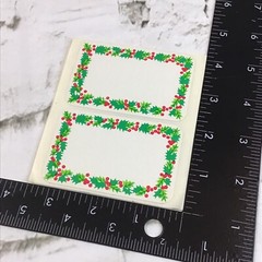 Vintage Christmas Holiday Label Stickers Lot Of 8 Red Green Holly Borders