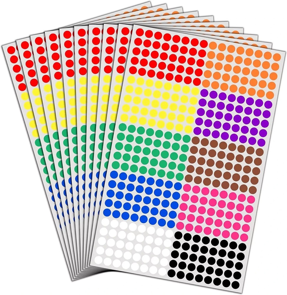 6000 Pack 1/4″ Small Colored Dot Stickers Round Labels – 10 Colors