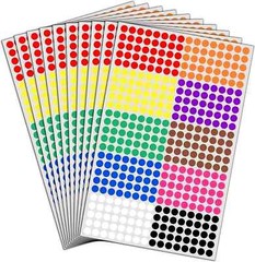 6000 Pack 1/4″ Small Colored Dot Stickers Round Labels – 10 Colors