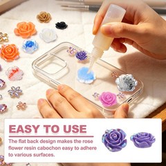 20mm Resin Rose Flatback Charms, 40 Pcs Cabochon Embellishment, Shiny Violet