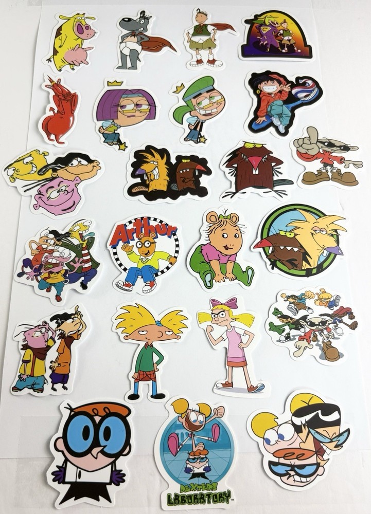 Set Of 23 90’s Animated Cartoon TV Show Stickers Assorted Sticker Decal Designs