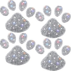 Stylish 4-Pack Paw Print Rhinestone Decals – Waterproof for -Round Use