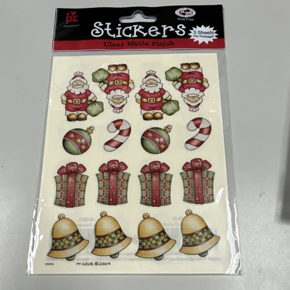 Provo Craft Multicolor Holiday Scrapbooking Stickers Sheet Santa Candy Cane Bell
