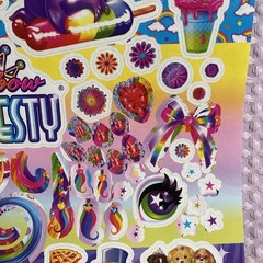 Vintage Lisa Frank Rainbow Cat Dog seal Pug Kitten Panda Bunny Icecream Sticker