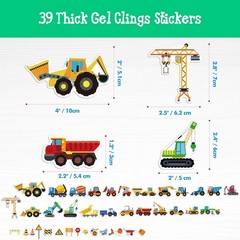 39PCS Construction Vehicle Jelly Stickers – Removable & Reusable Gel Decals