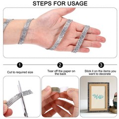 0.35 Inch Self Adhesive Rhinestone Strips 3 Yard for Crafts,Violet