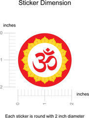 Om Symbol Decorative Party Stickers, 40 Count, 2 Inches, Round, 4 Traditional Co