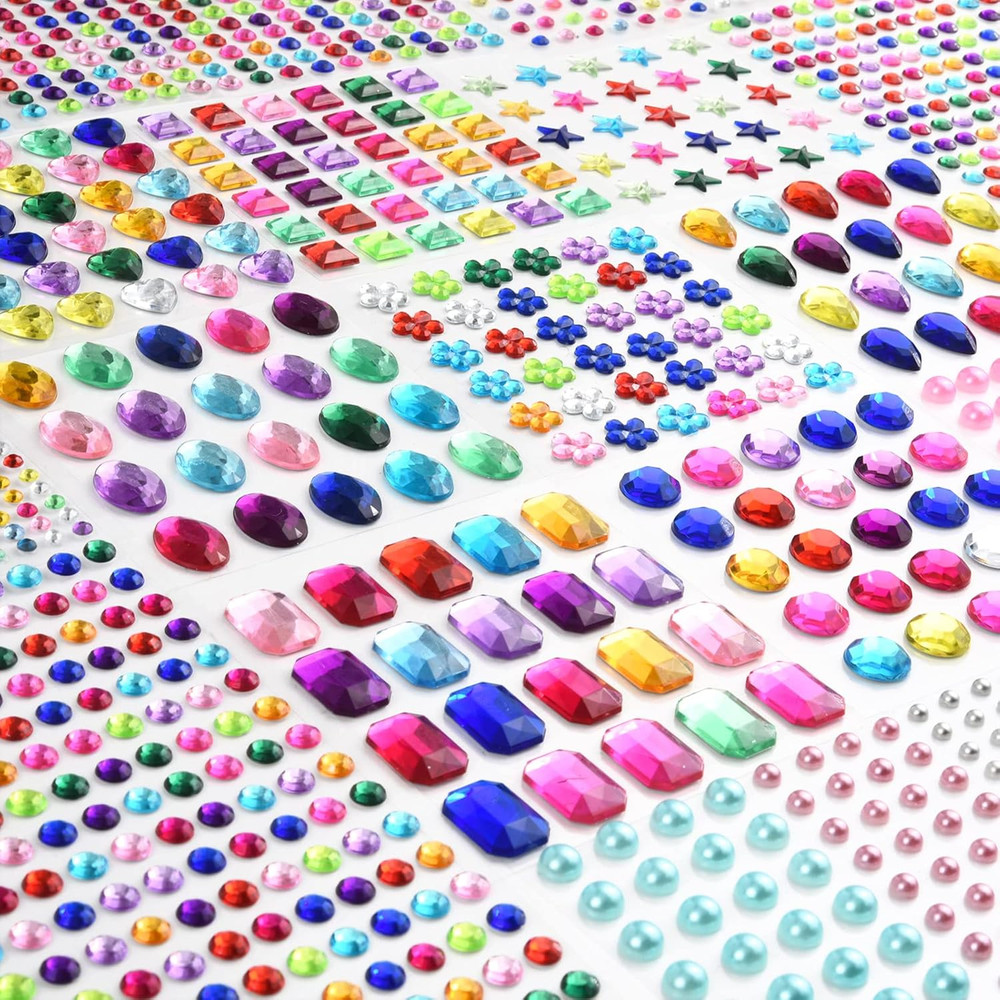 2102 Pcs Gems Stickers, Self Adhesive Gems, Bling Rhinestones | Assorted Shapes