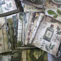 160 Sheets Vintage Flower Scrapbook Paper Green Collage Flowers No Repeating Pat