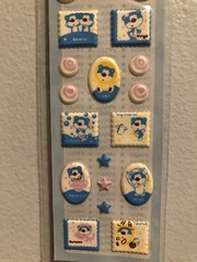 Morning Glory Blue Bear Star Sign Puffy Sticker Sheet Kawaii Vintage Htf