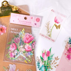 Flower Floral Stickers PET 40PCS Pressed Dried Scrapbook Supply Papercraft DIY