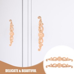 2PCS Wood Carving Sticky Flower Door Head Carving Flowers Solid Wood Applique
